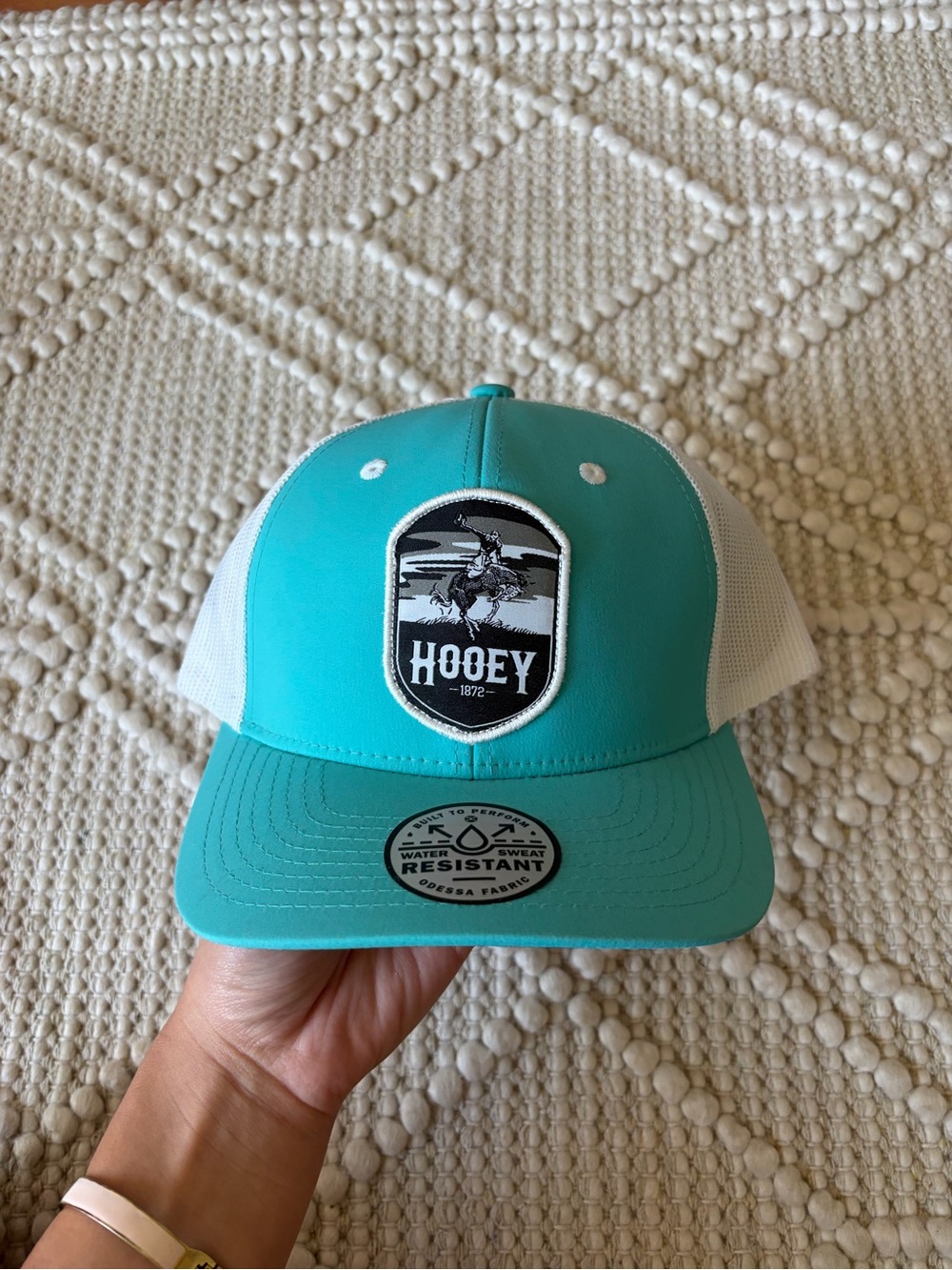 Men’s Hat - Trucker Cap- Cheyenne Teal/White